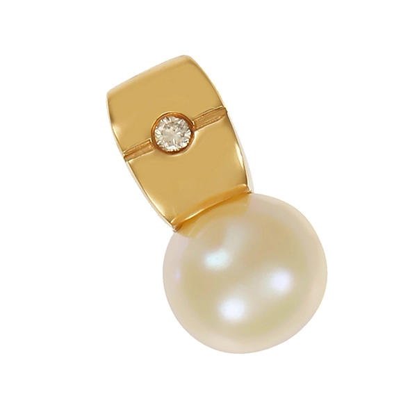 Anhänger, 14K, Gelbgold, Perle, Brillant