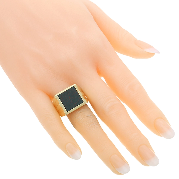 Herrenring, 14K, Gelbgold, Heliotrop