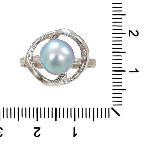 Ring, 14K, Weißgold, Perle