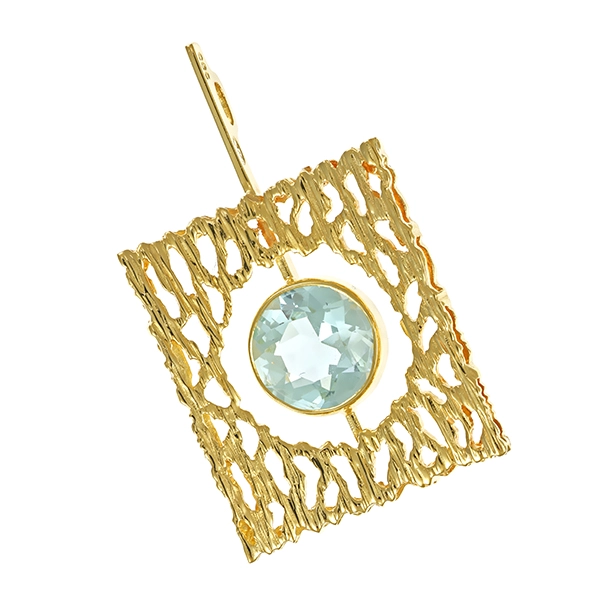 Anhänger, 14K, Gelbgold, Aquamarin