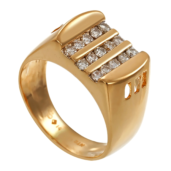 Ring, 14K, Gelbgold, Brillanten