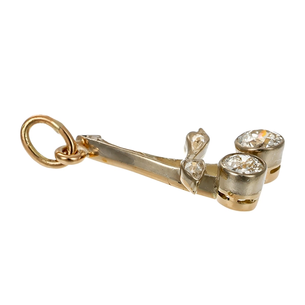 Anhänger, 14K, Gelb-/Weißgold, Diamant, Diamantrosen