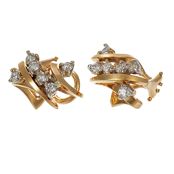 Clipstecker, 14K, Gelbgold, Brillanten, 0,48ct