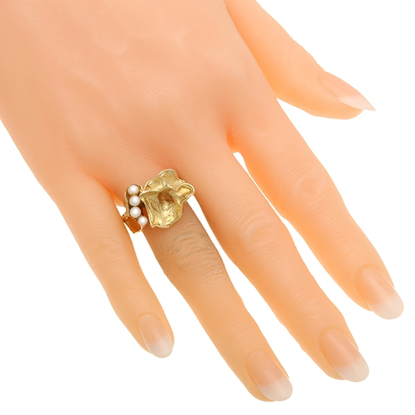 Ring, 14K, Gelbgold, Perlen