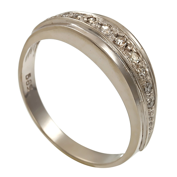 Ring, 14K, Weißgold, Diamanten