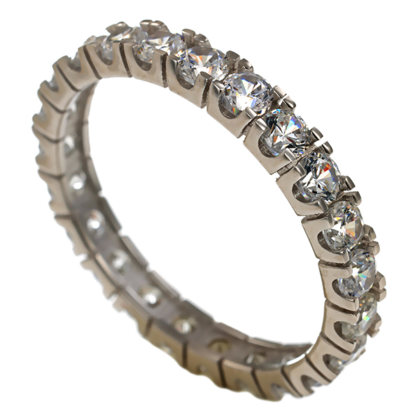 Ring, 14K, Weißgold, Zirkonia