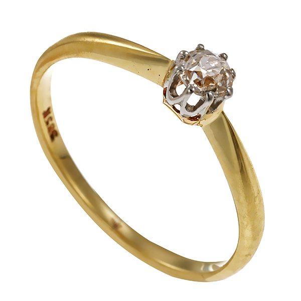 Diamantring, 14K, Gelbgold, Diamant