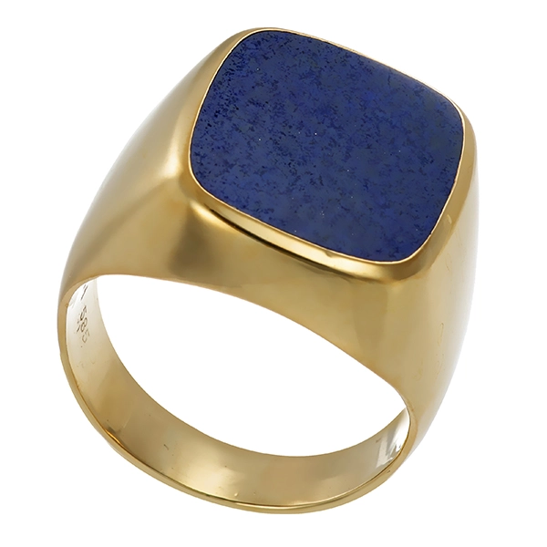 Herrenring, 14K, Gelbgold, Lapis