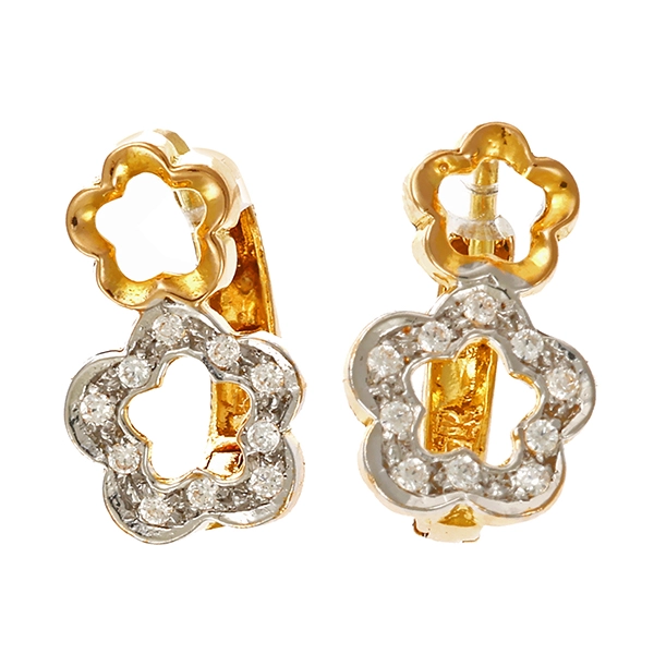 Ohrhänger, 18K, Gelb-/Weißgold, Zirkonia