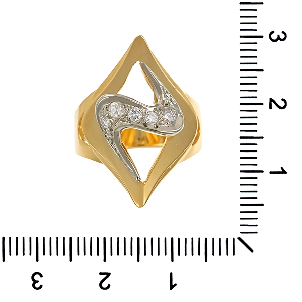 Ring, 18K, Gelb-/Weißgold, Brillanten