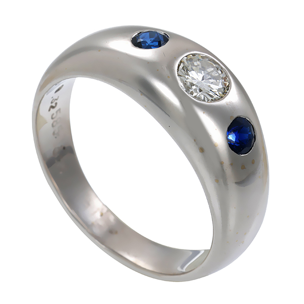 Ring, 14K, Weißgold, Brillant, Saphire