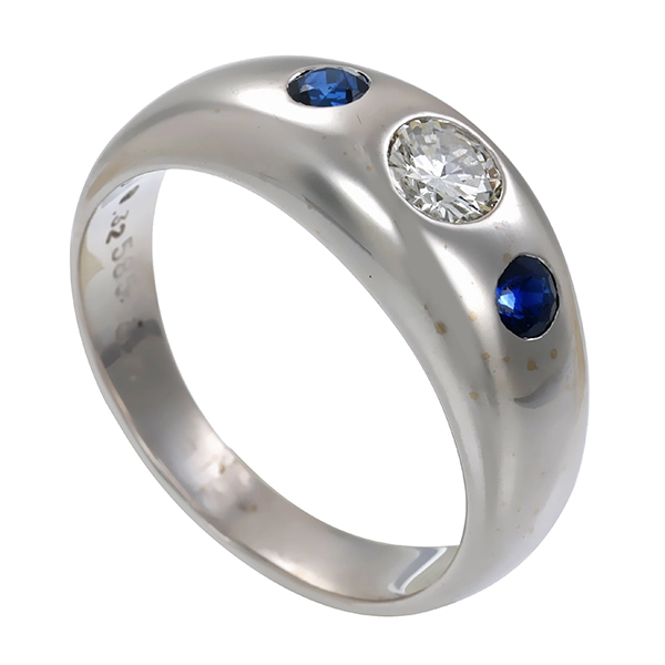 Ring, 14K, Weißgold, Brillant, Saphire