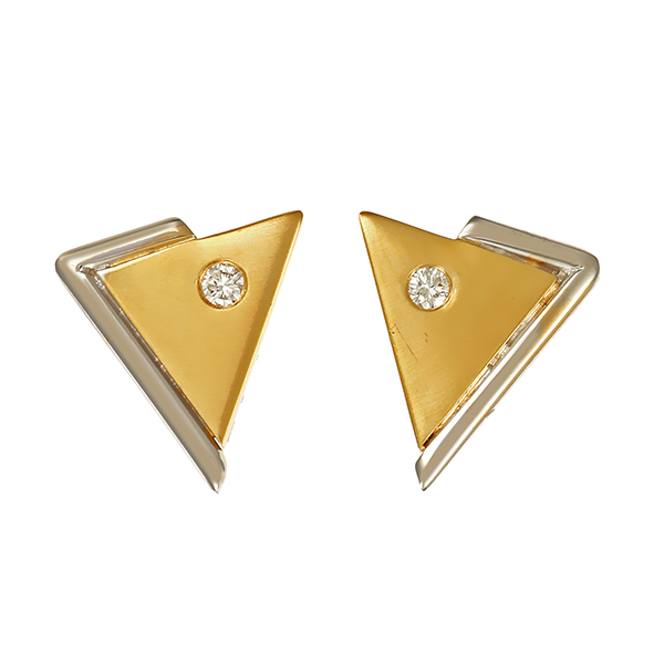 Ohrstecker, Gelbgold 18K/Platin, Brillanten