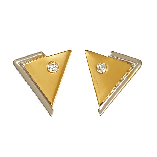 Ohrstecker, Gelbgold 18K/Platin, Brillanten