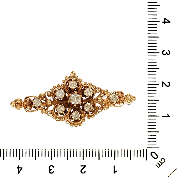 Anhänger broschiert, 14K, Gelbold, Brillanten