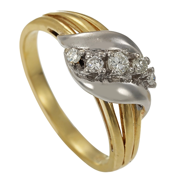 Diamantring, 14K, Gelb-/Weißgold, Brillanten