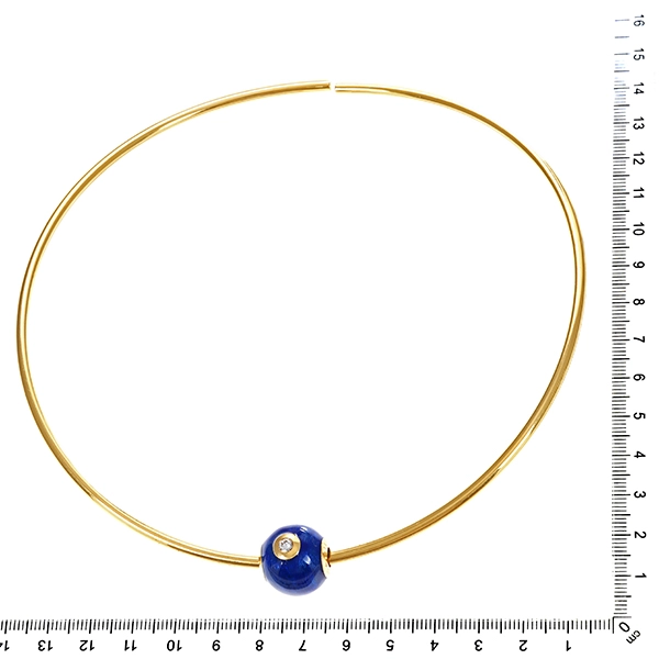 Collier, 18K, Gelbgold, Brillant, Emaille