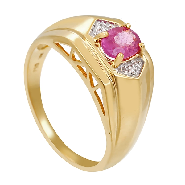 Ring, 18K, Gelbgold, Weißgold, Turmalin, Diamanten