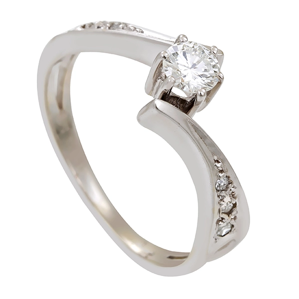 Diamantring, 14K, Weißgold, Brillant, Diamanten