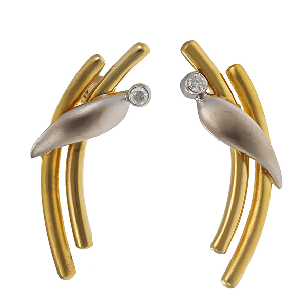 Ohrstecker, 14K, Gelb-/Weißgold, Brillanten