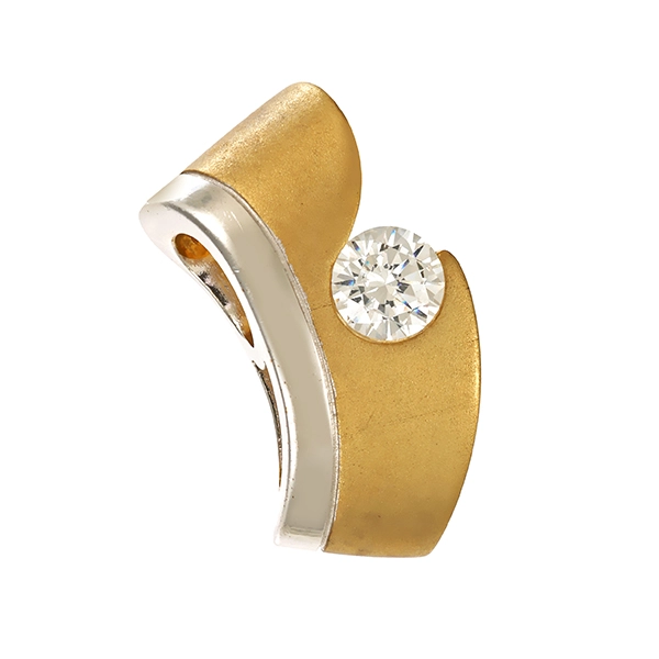 Anhänger, 9K, Gelb-/Weißgold, Zirkonia