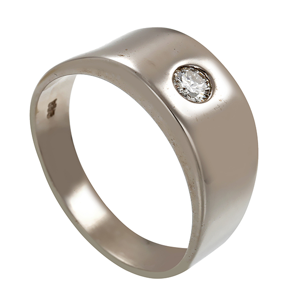 Herrenring, 14K, Weißgold, Brillant