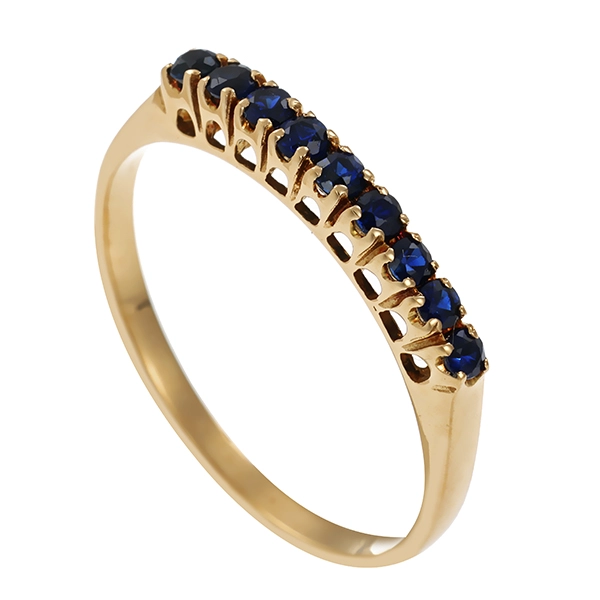 Ring, 14K, Gelbgold, synth. Saphir