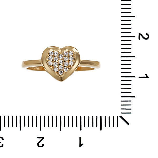 Ring, 14K, Gelbgold, Zirkonia, Herz