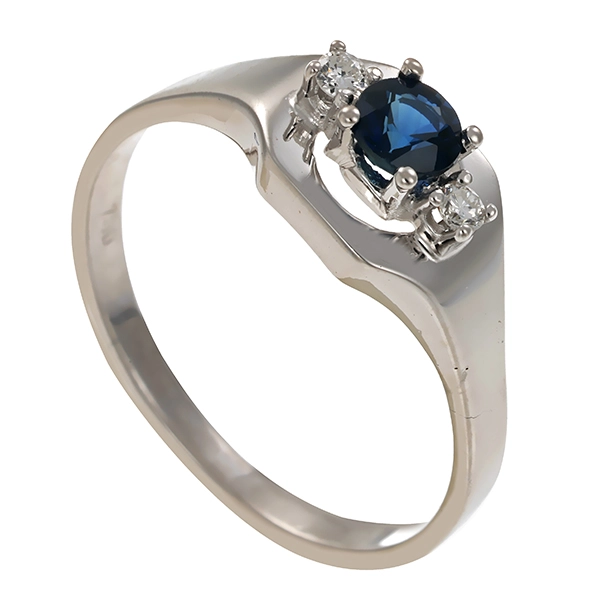 Ring, 18K, Weißgold, Saphir, Brillanten