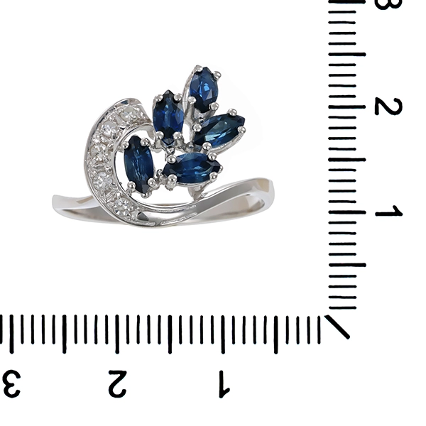 Ring, 14K, Weißgold, Saphire & Diamanten, U60