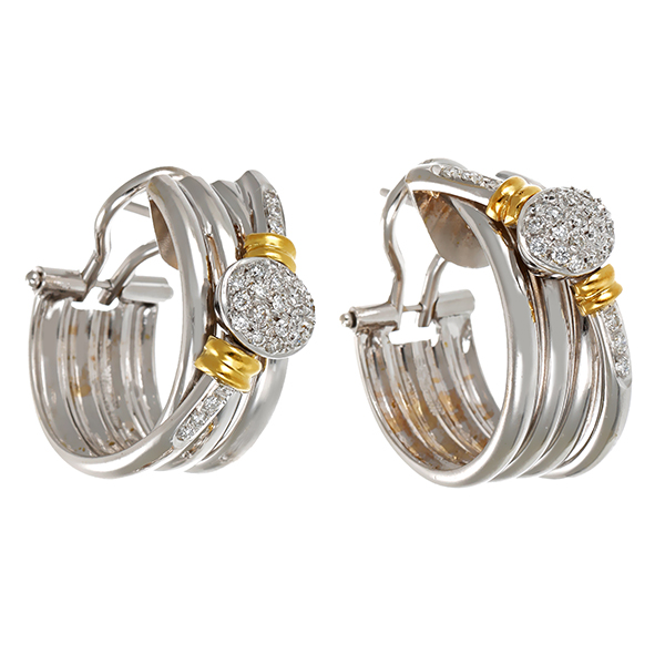 Creolen, 18K, Gelb-/Weißgold, Brillanten 0,50 ct