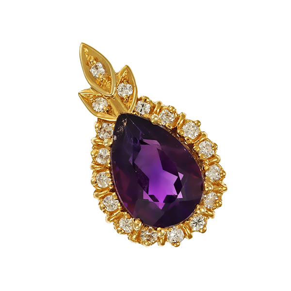 Anhänger, 14K, Gelbgold, Amethyst, Brillant