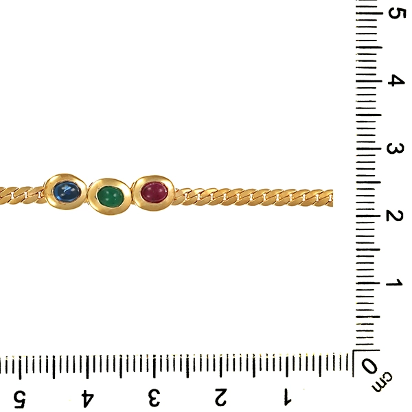 Armband, 8K, Gelbgold, Saphir, Rubin, Smaragd