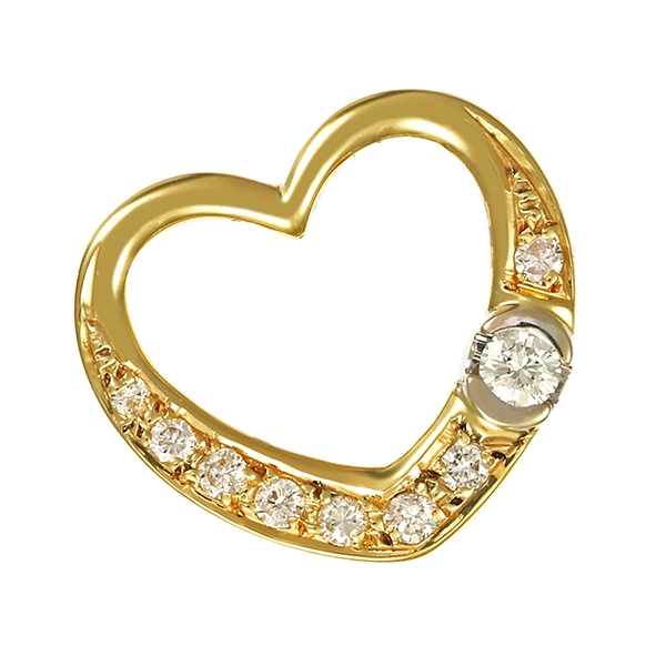 Anhänger, 14K, Gelb-/Weißgold, Brillanten, Herz