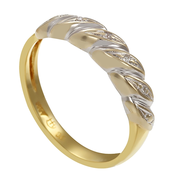 Ring, 14K, Gelb-/Weißgold, Diamanten