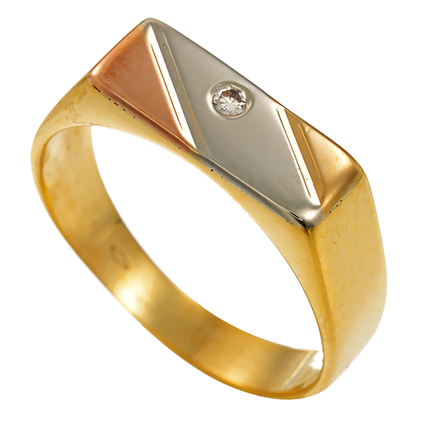 Herrenring, 18K, Rot-/Gelb-/Weißgold, Diamant