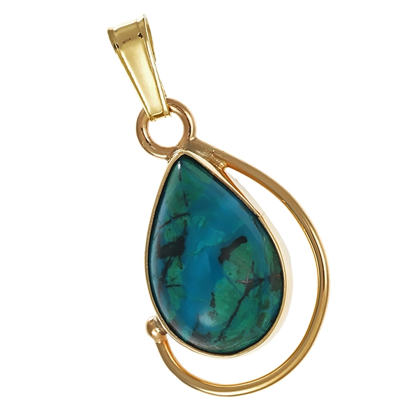 Anhänger, 14K, Gelbgold, Türkis