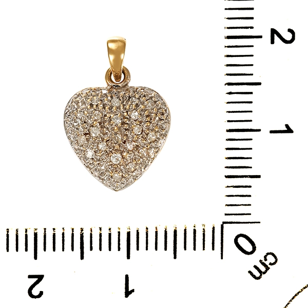 Anhänger, 14K, Gelb-/Weißgold, Diamant, Herz