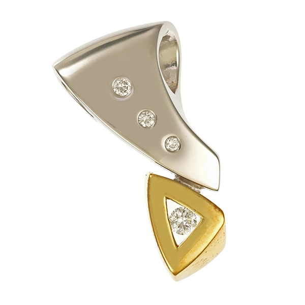 Anhänger, 14K, Gelb-/Weißgold, Brillant