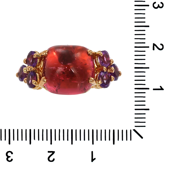 Ring, 18K, Gelbgold, Turmalin, Amethyst
