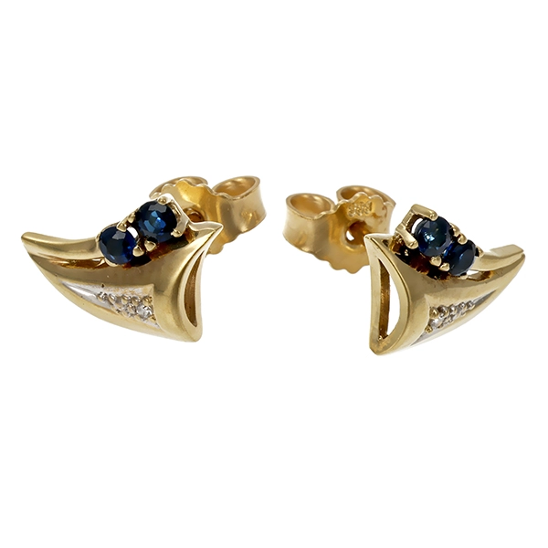 Ohrstecker, 8K, Gelbgold, Saphire, Diamanten