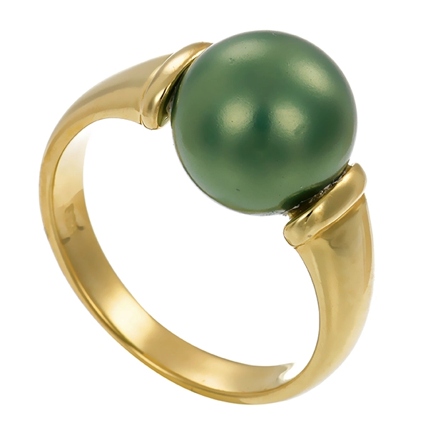 Ring, 14K, Gelbgold, synthetische Perle