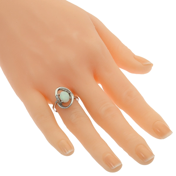 Ring, 14K, Weißgold, Opal, Brillanten