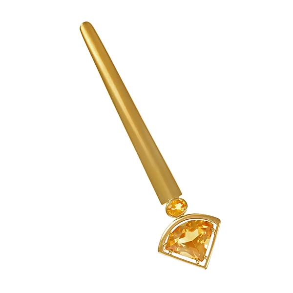 Brosche, 14K, Gelbgold, Citrin