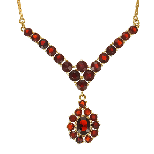 Collier, 8K, Gelbgold, Granat