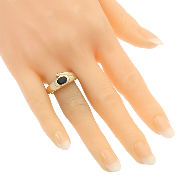 Ring, 14K, Gelbgold, Saphir, Diamant