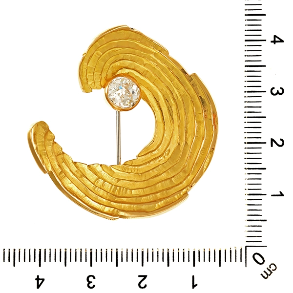 Brosche, 18K, Gelbgold, Diamant