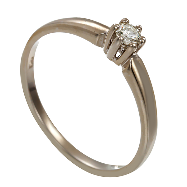 Diamantring, 14K, Weißgold, Brillant 0,15 ct