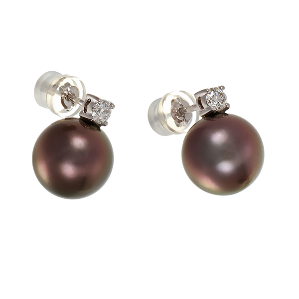 Ohrstecker, 18K, Weißgold, Zuchtperlen, Brillanten 