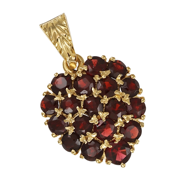 Anhänger, 14K, Gelbgold, 18 Granate